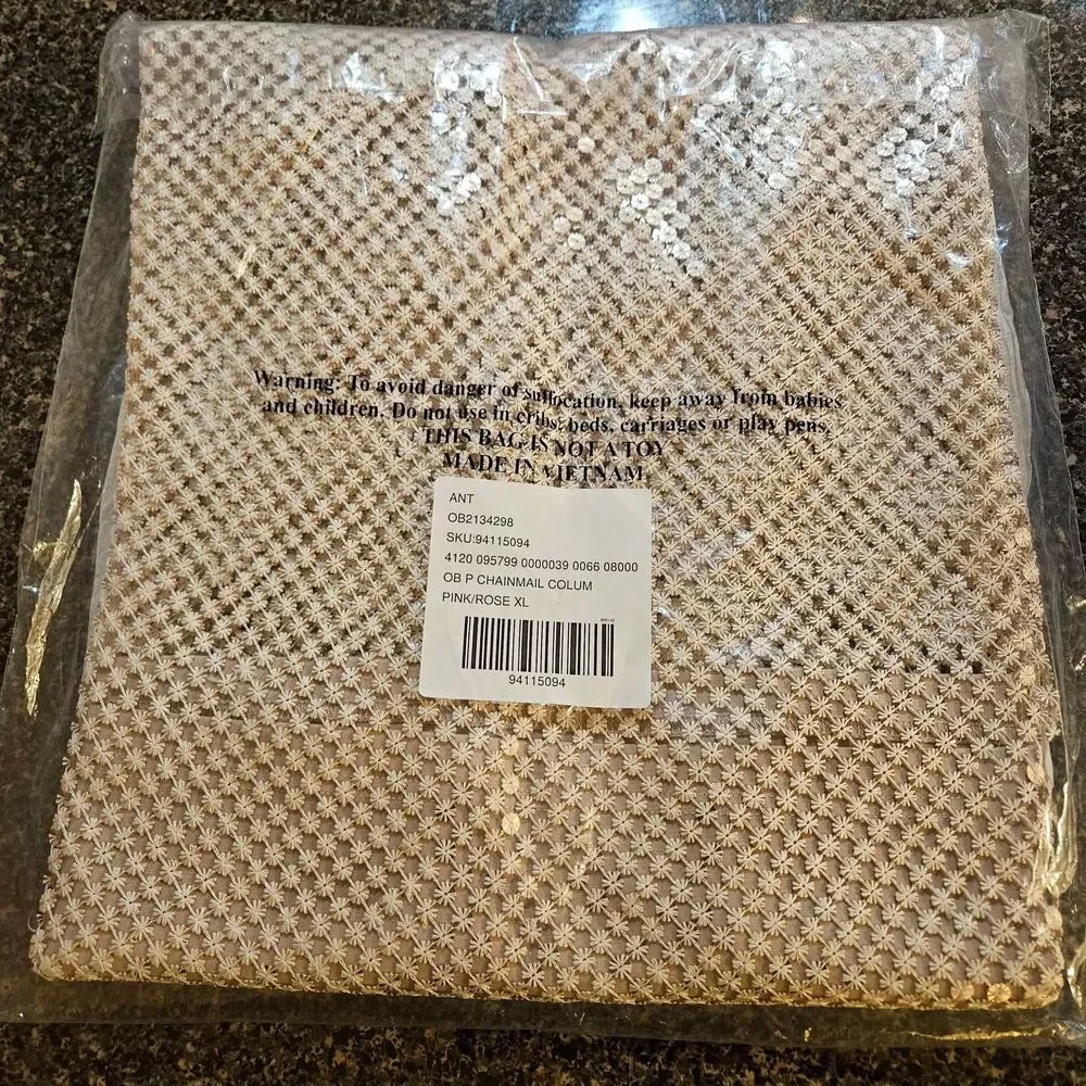 New Anthropologie Pilcro Chainmail Pale Pink Column Mesh Skirt - Picture 7 of 8
